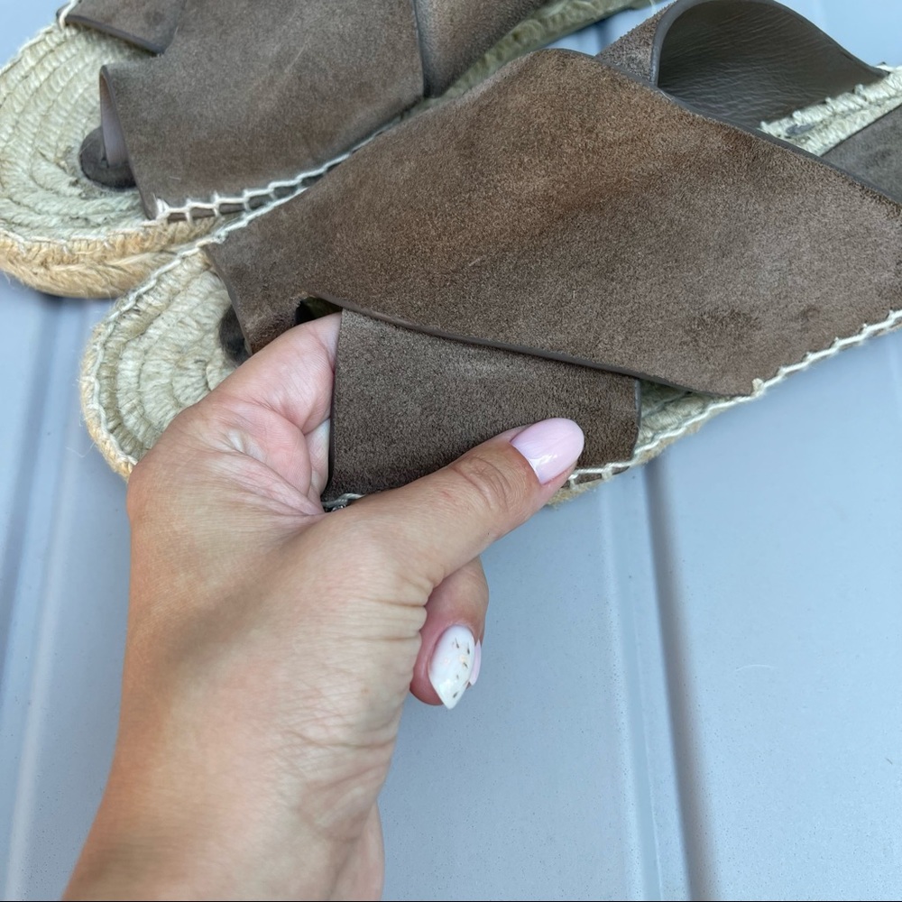 VINCE Carlita Suede Espadrille Slide Sandals Taupe Brown Color Size 10 Women’s - Picture 3 of 12